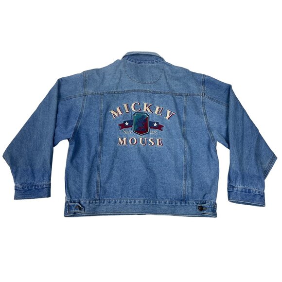 Mickey Inc Unisex Blue Denim Button Down Jacket Sz L - Picture 2 of 9